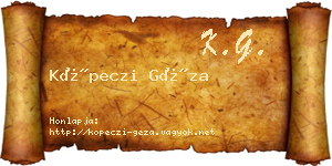 Köpeczi Géza névjegykártya