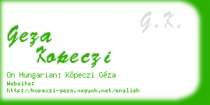 geza kopeczi business card