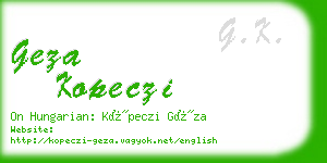 geza kopeczi business card